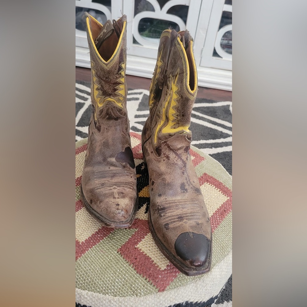 Brown and Yellow Cowboy Boots